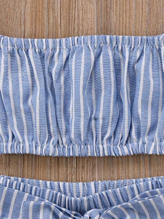 Conjunto Infantil de Rayas con Top Tubo y Manga Corta - Image 9