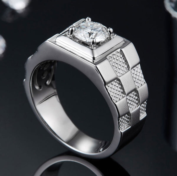 Anillo de Moissanita Diamante para Hombre Diseño Minimalista