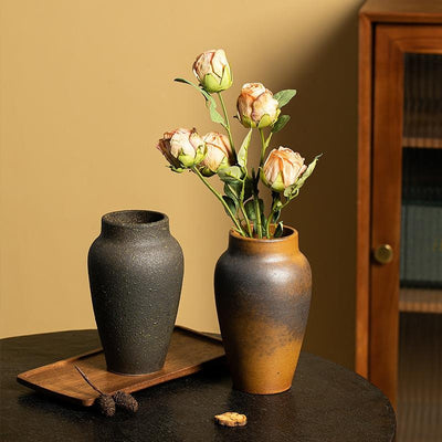 Jarrón de Cerámica Artesanal Jingdezhen Negro Retro - Decoración Hidropónica - Image 7