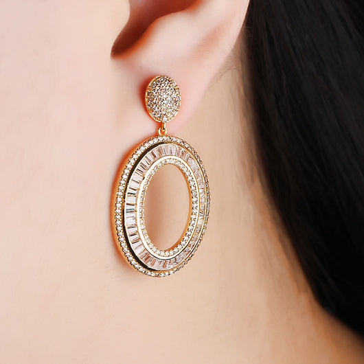 Aretes Redondos de Moda con Piedras de Cristal Incrustadas - Image 6