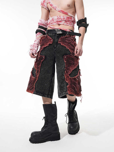 Pantalones Denim Cropped con Costuras Desgastadas - Image 3