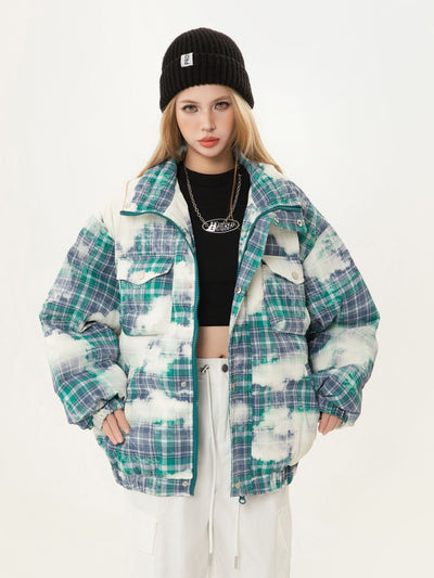 Abrigo de Algodón Cuadros Retro Holgado para Invierno - Image 17