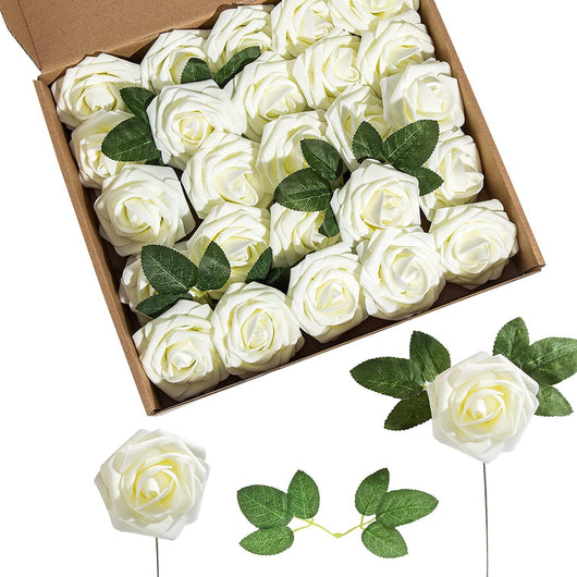 Rosas de Espuma PE con Tallo y Hojas - 25 Flores Decorativas para Bodas y San Valentín - Image 57