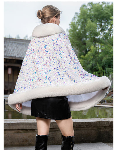 Capa Tejida Suelta con Forro Polar y Lentejuelas - Chal Elegante Multiuso - Image 15