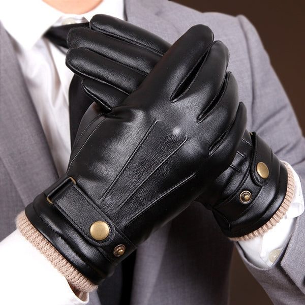 Guantes de Invierno en Piel de Oveja Forrados en Polar, Resistentes al Viento