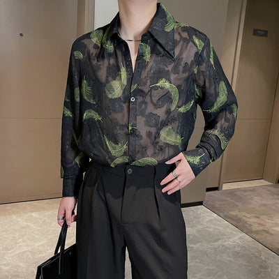 Camisa de Malla Transpirable con Bordados de Plumas - Protección Solar Elegante - Image 11