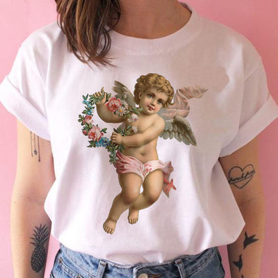 Playera Manga Corta Estampado Ángel Bebé Lindo para Mujer - Image 3