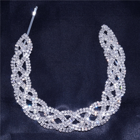 Tocado Nupcial con Cadena de Gota de Agua y Cristales de Fantasía - Image 3