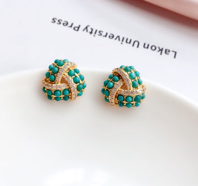 Aretes Turquesa Hubei con Diseño Explosivo para Mujer - Image 3