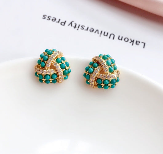 Aretes Turquesa Hubei con Diseño Explosivo para Mujer - Image 3