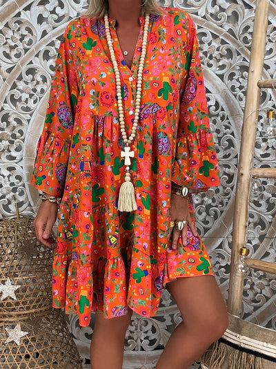 Vestido Camisa Holgado con Cuello Mao Fruncido - Image 15