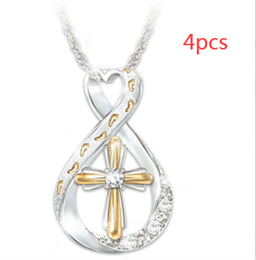Dije de Cruz y Huellas con Diamante en Dos Tonos - Image 10