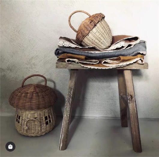 Cesta de Almacenamiento Infantil Tejida en Ratán Diseño Nórdico Setas - Image 13