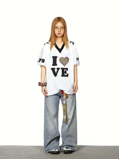 Playera Mujer Cuello V Leopardo con Splicing - Manga Corta - Image 5