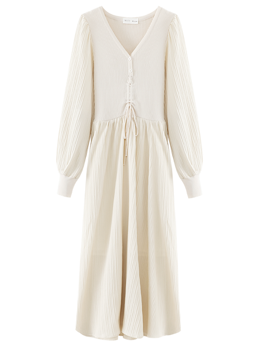 Vestido Azul Escote V Estilo Francés para Mujer - Image 6