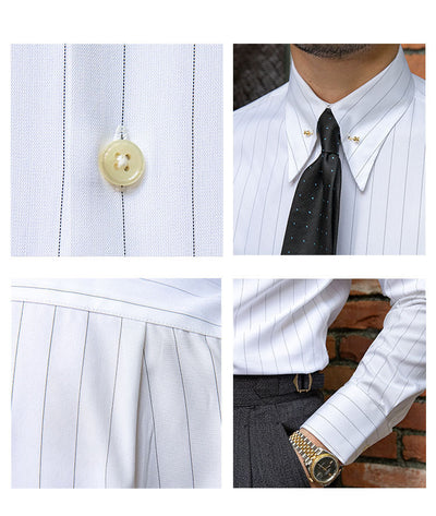 Camisa Casual para Hombre con Cuello Empire y Rayas - Image 7