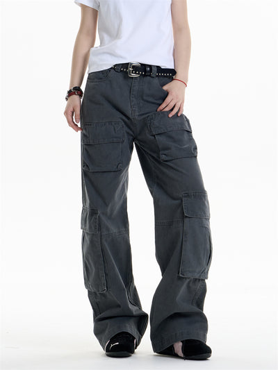 Pantalones Cargo Mujer Cintura Alta Pierna Ancha Casual - Image 11