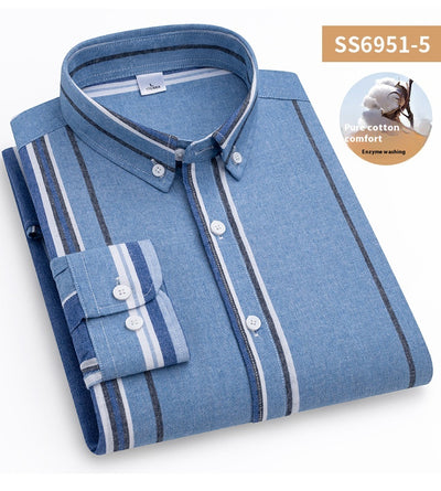 Camisa Casual de Cuello Cuadrado con Rayas para Hombre - Image 14