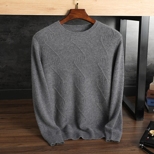 Suéter de Cachemira Pura para Hombre - Cuello Redondo Jacquard - Image 12