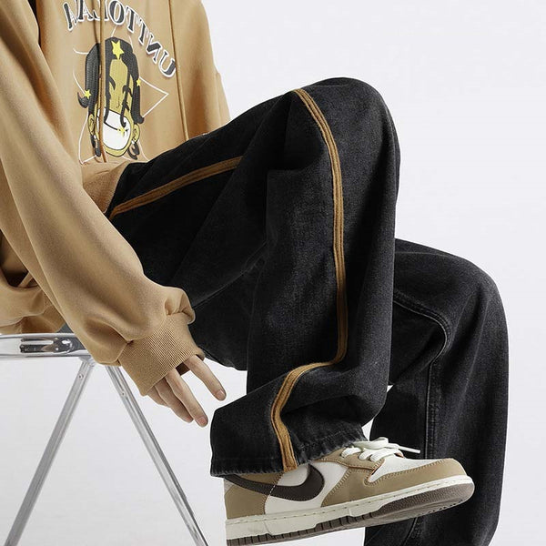 Pantalones Casuales Retro Lavados Rectos Sueltos para Hombre