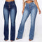 Jeans Talla Grande Mujer Cintura Alta con Bolsillos Parche Denim Lavado