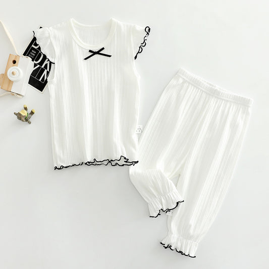 Conjunto Infantil de Pantalones Cortos y Blusa - Niña Color Liso