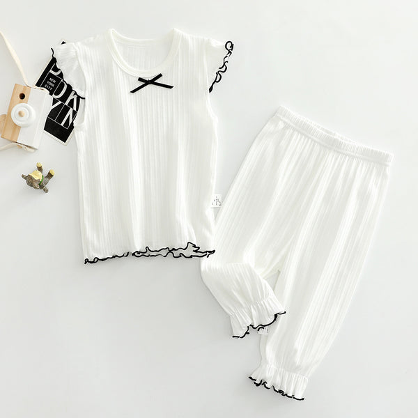 Conjunto Infantil de Pantalones Cortos y Blusa - Niña Color Liso