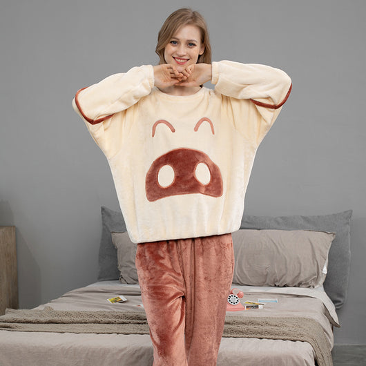 Pijama de Pareja en Franela con Diseño Cartoon Cuello Redondo - Image 10