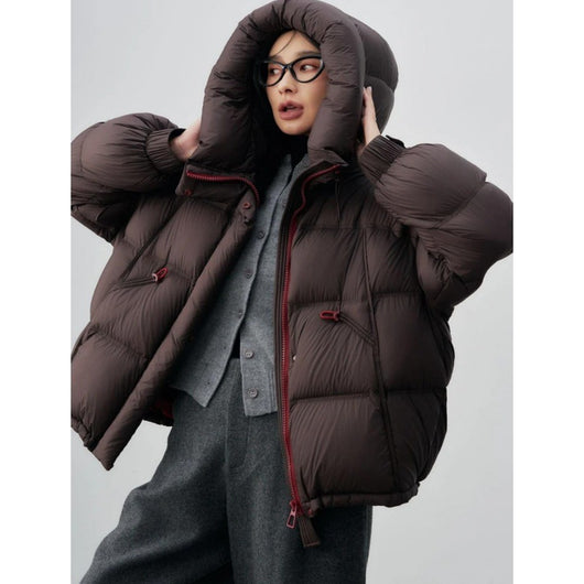 Chaqueta Corta con Capucha de Algodón Cálida para Mujer - Image 3