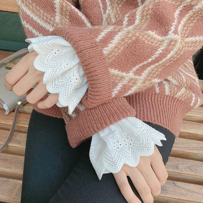 Suéter Blanco con Mangas de Encaje Falso - Algodón Premium para Mujer - Image 29