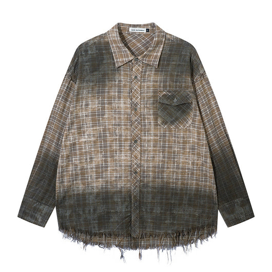 Camisa Plaid Degradado con Bordes Deshilachados - Image 7