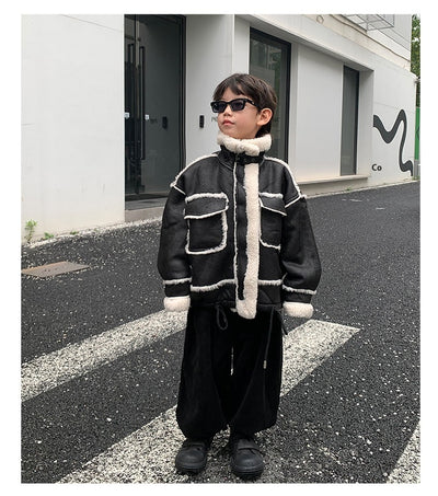 Chaqueta de Cuero para Niño con Forro Polar Acolchado - Abrigo de Otoño e Invierno - Image 16