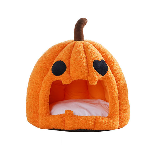Cama Cálida Tipo Calabaza para Gatos y Perros - Diseño Semicerrado - Image 9