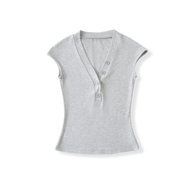 Playera Cuello V Ajustada de Manga Corta - Diseño Moderno y Favorecedor - Image 48