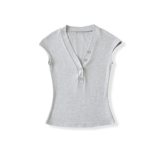 Playera Cuello V Ajustada de Manga Corta - Diseño Moderno y Favorecedor - Image 48