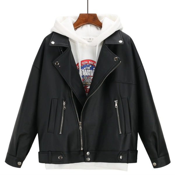 Chaqueta de Cuero Corta para Motociclista Mujer