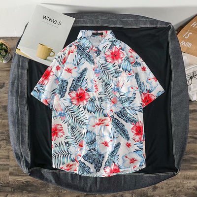 Camisa Suelta Estampada de Manga Corta para Hombre - Image 7