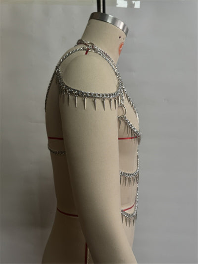 Cadena Corporal Masculina Multicapa con Borlas - Estilo Halter - Image 8