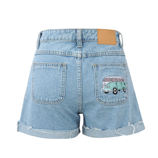 Shorts de Mezclilla Talle Alto con Orillas Desgastadas - Image 4
