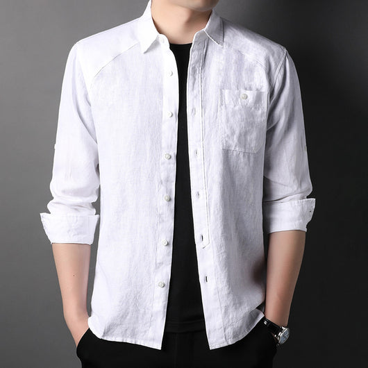 Cardigan de Lino Puro para Hombre - Manga Larga Primavera Verano - Image 7