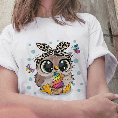 Playera Corta para Mujer con Estampado Artesanal de Búho - Image 10