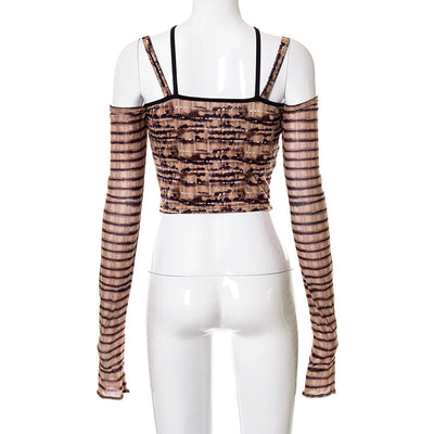 Blusa Manga Larga con Tirantes Estampada - Diseño Moderno y Atrevido - Image 13