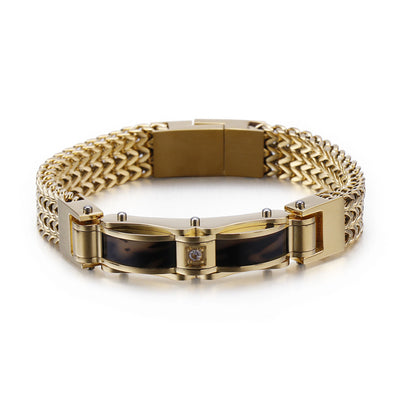Pulsera para Hombre en Acero Inoxidable Dorado con Diamantes - Image 3