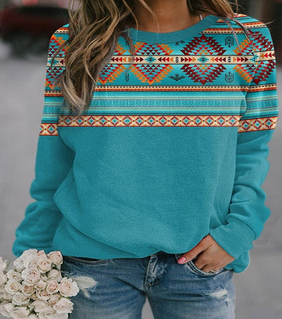 Sudadera Étnica Retro Occidental con Estampado Geométrico para Mujer - Image 10