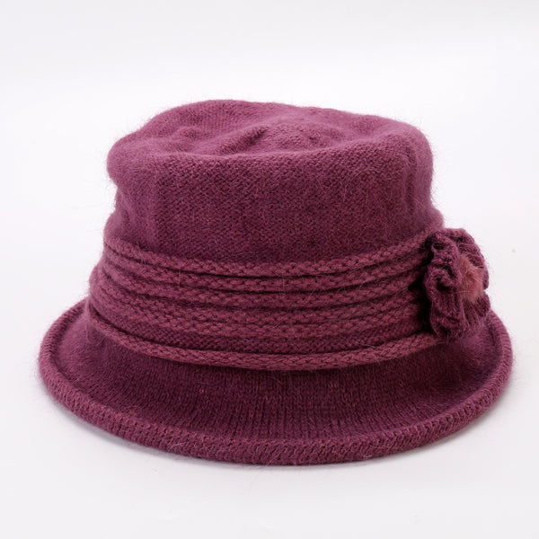 Gorro Tejido Grueso para Mujer con Flor - Abrigo Elegante y Cálido