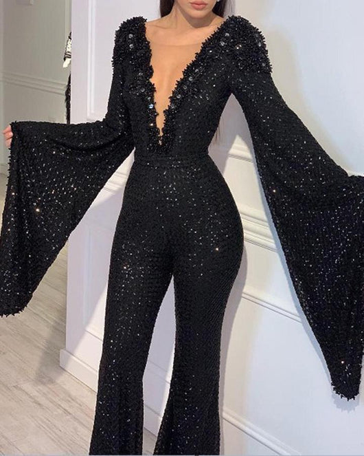 Jumpsuit con Lentejuelas y Cuello en V - Image 4