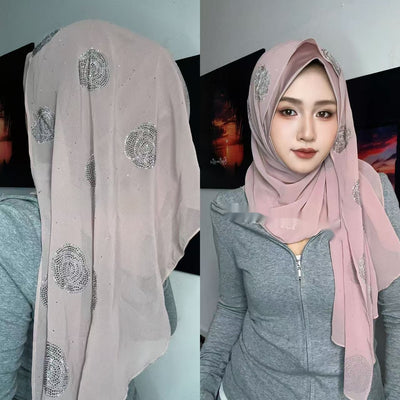 Pashmina Brillante con Cristales de Diamante Rosa - Image 7