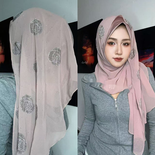 Pashmina Brillante con Cristales de Diamante Rosa - Image 7