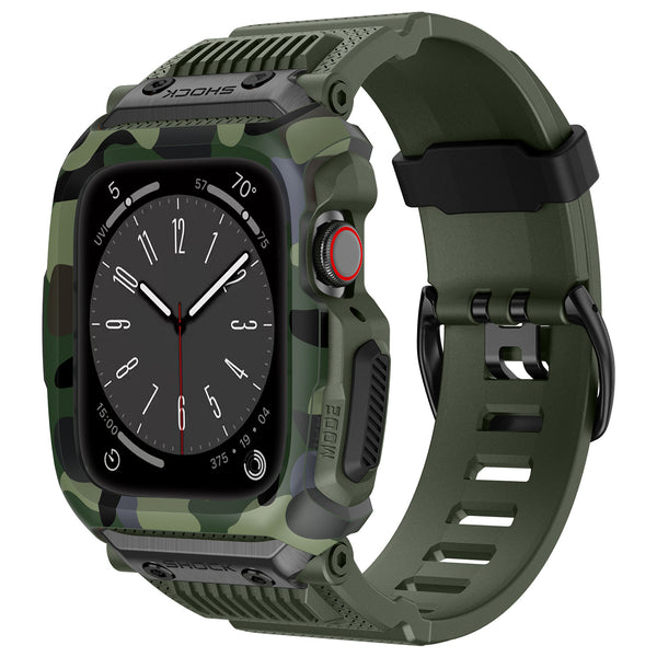 Funda Protectora Apple Watch 45/678 Generaciones Camuflaje con Correa Integrada