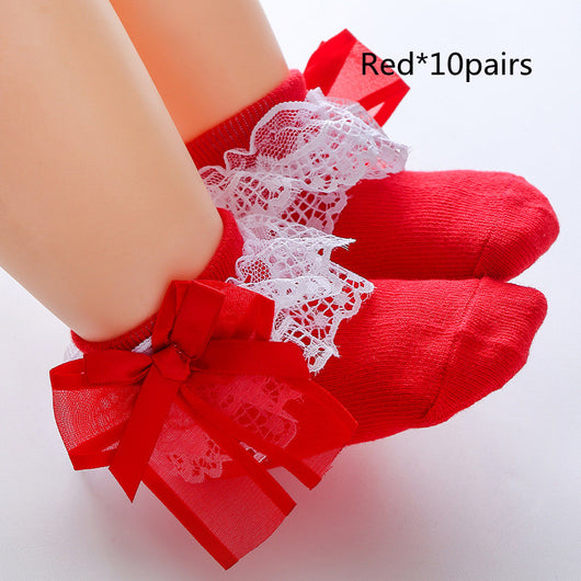 Calcetines de Danza para Niñas con Encaje y Moño Adorable - Image 9